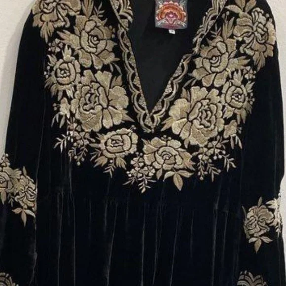Johnny Was Olenna Velvet Knit Embroidered Dress - Picture 6 of 6